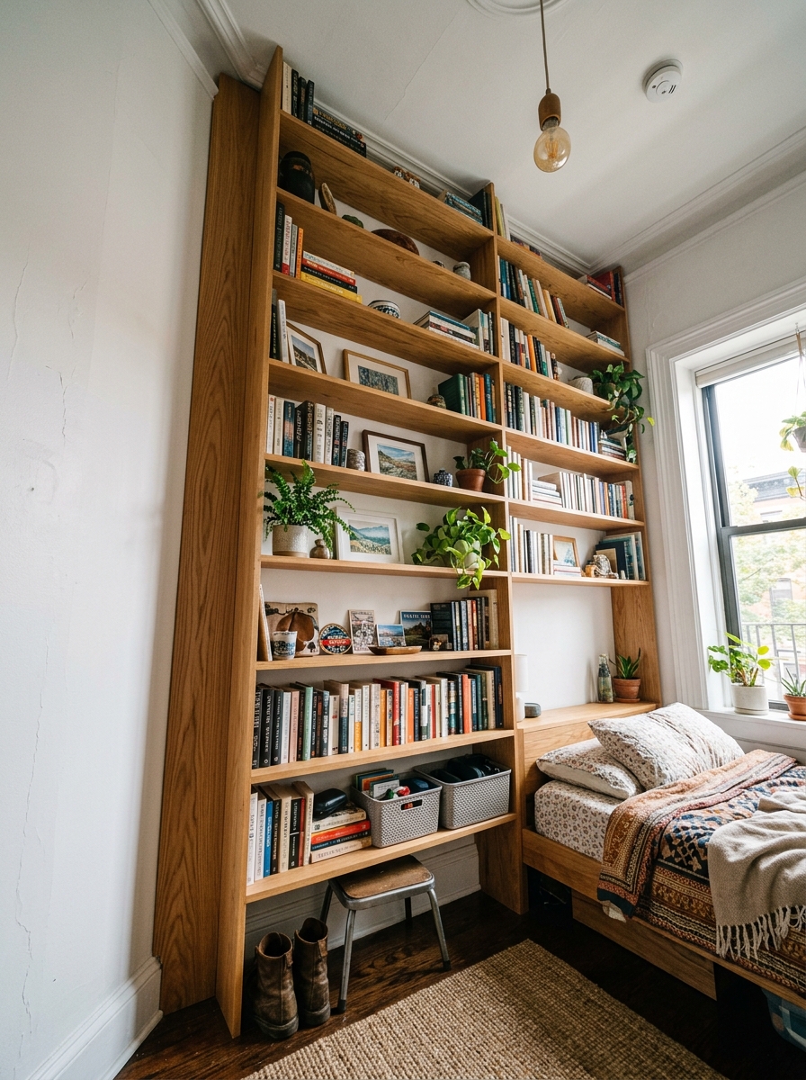 Bedroom corner with shelving 202606292243